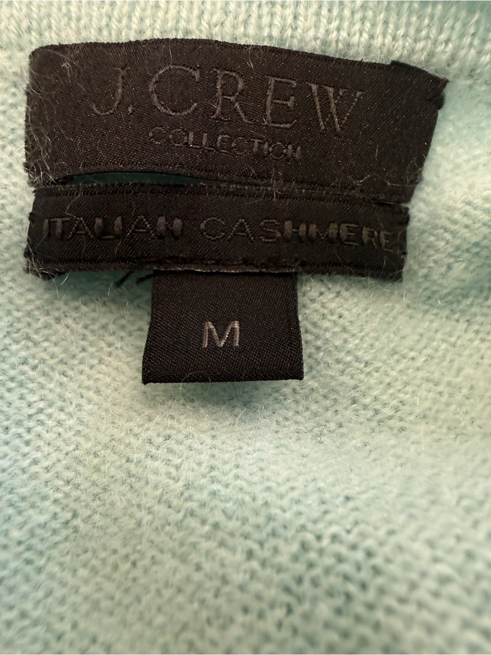 J. Crew Collection 100% Italian Cashmere Sweater M Aqua Blue Crewneck - Picture 7 of 8